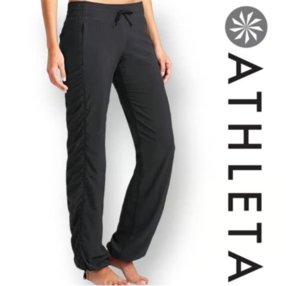 Athleta Pants - Athleta La Viva Black Drawstring Ruched Jogger Pants